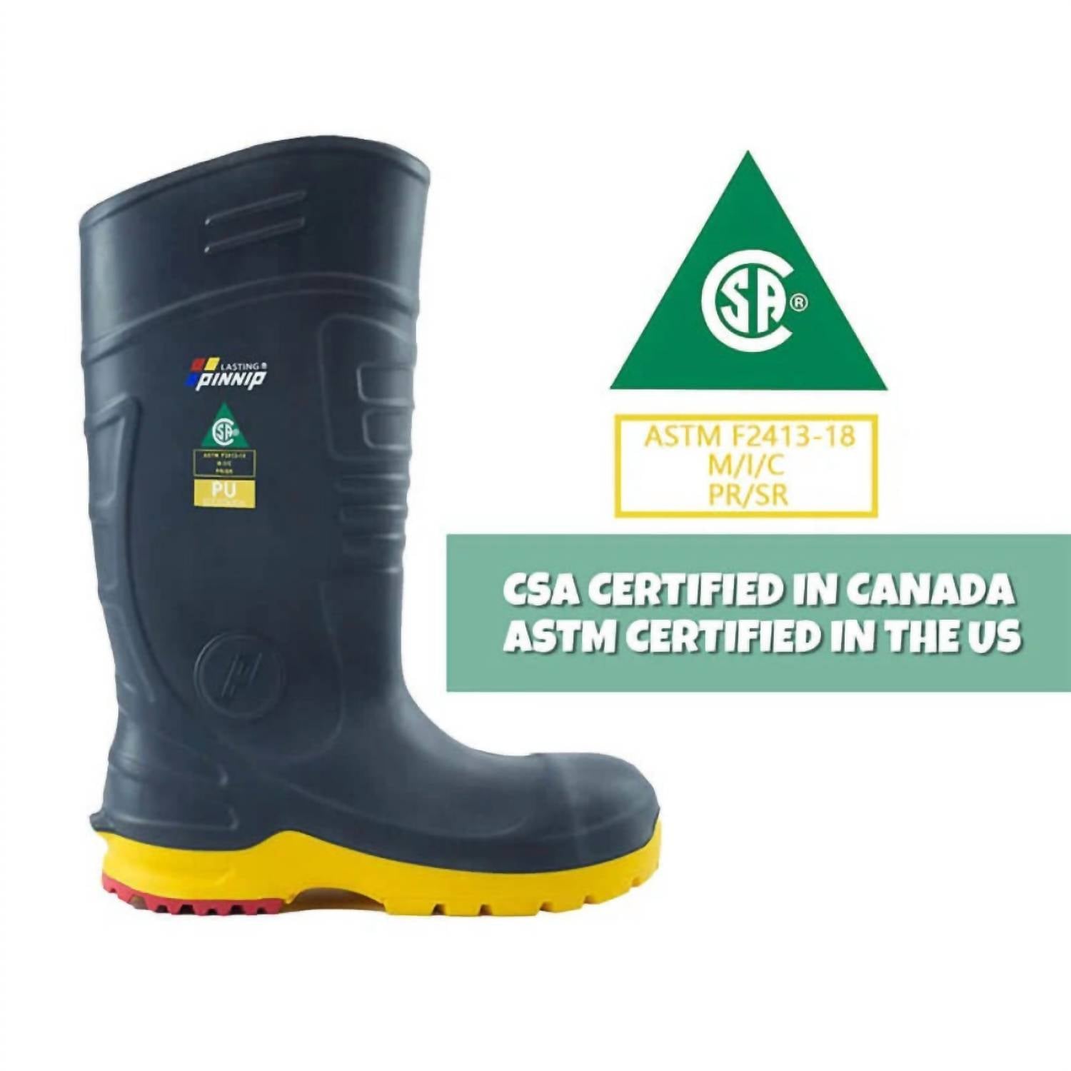 Pinnip - Men's Csa Approved Waterproof Pu Steel Toe Safety Boots