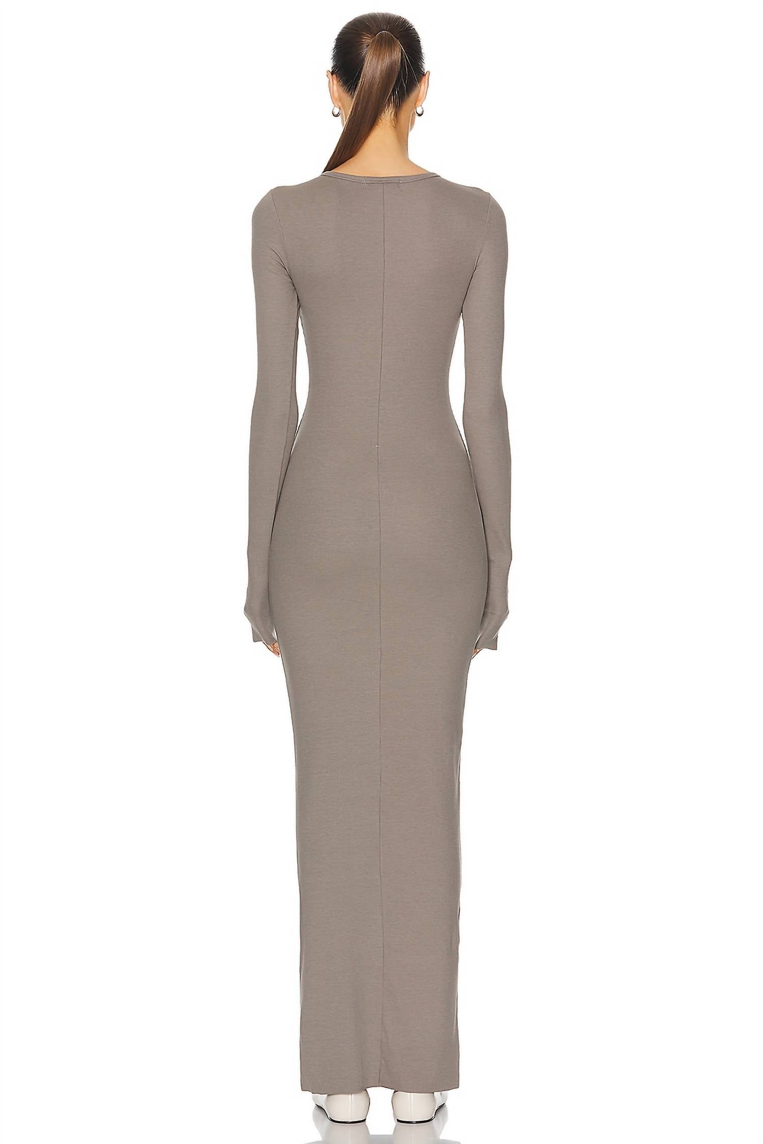 Eterne - Long Sleeve Crewneck Maxi Dress