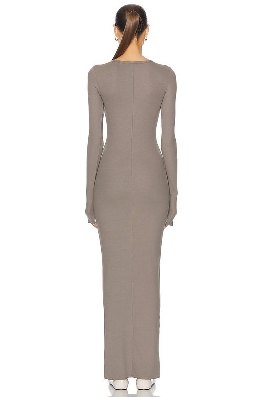Eterne - Long Sleeve Crewneck Maxi Dress