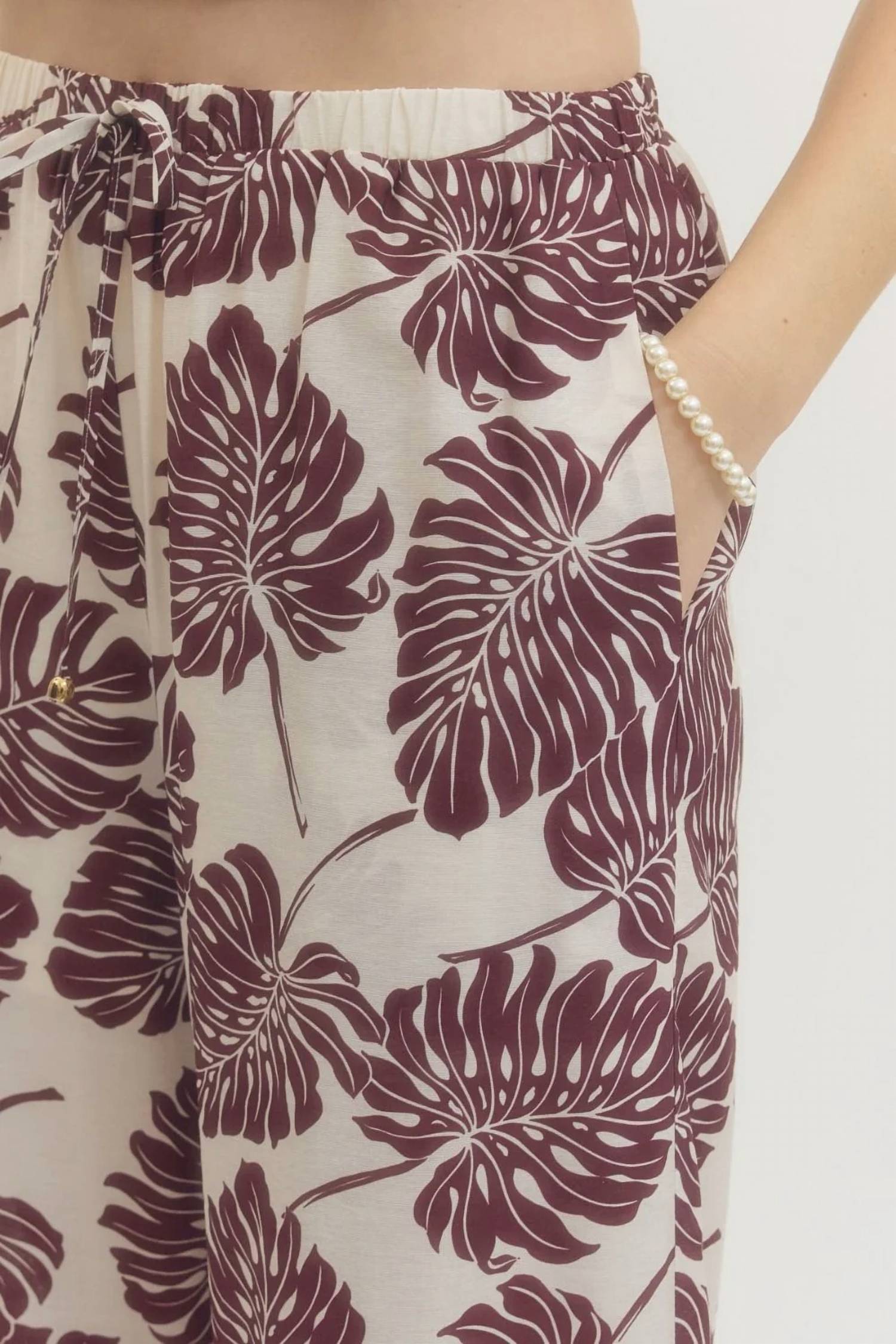 Entro - Botanical Wide Leg Ruffled Pants