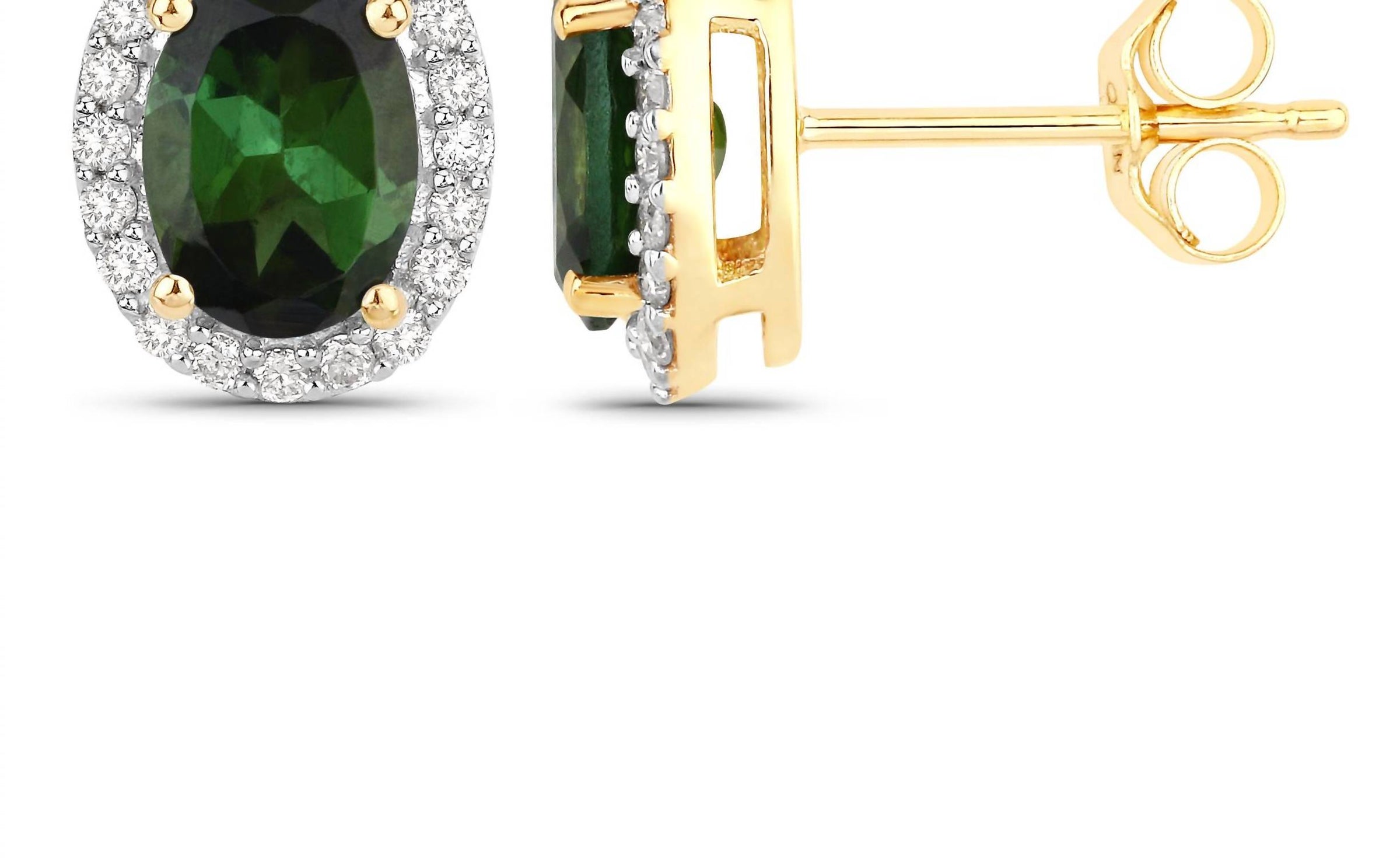 Diana M Jewels Women's Oval Natural Tourmaline Stud Earrings (1.92 Ct) - Classic in 14k yellow gold - women's jewelry - detail view