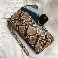 Rebecca & Rifka - Women's Snake Print Zip Wristlet Wallet