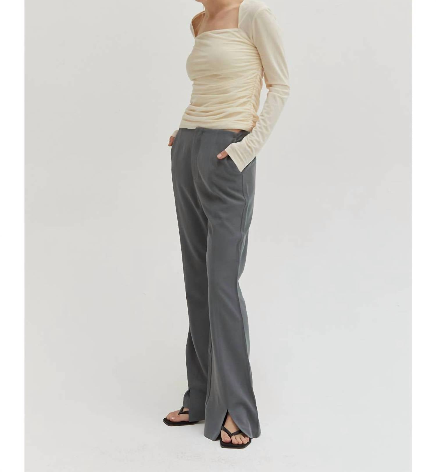 Crescent - Noelle Front Slit Flare Pants