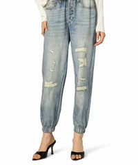 Blanknyc - French Terry Distressed Printed Denim Jogger