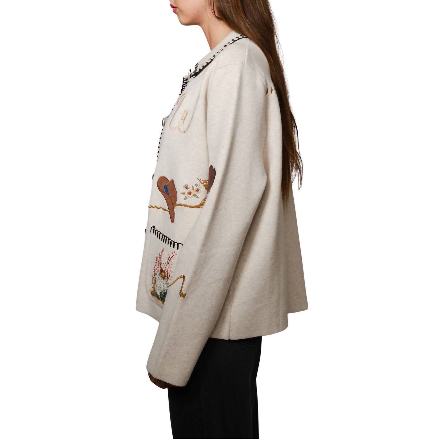 Blue B - Motif Wool Blend Sweater Jacket
