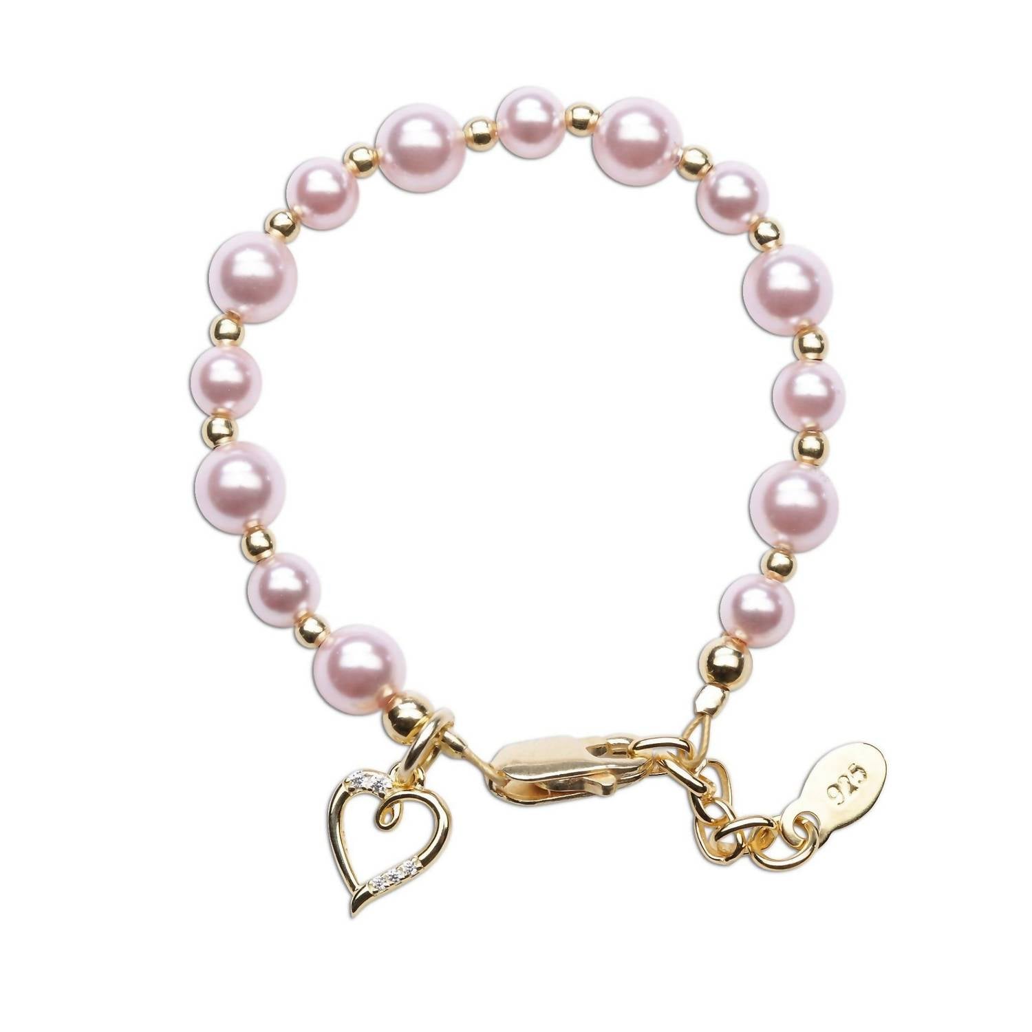 Cherished Moments - Kid's Larkin Pearl With Heart Bracelet