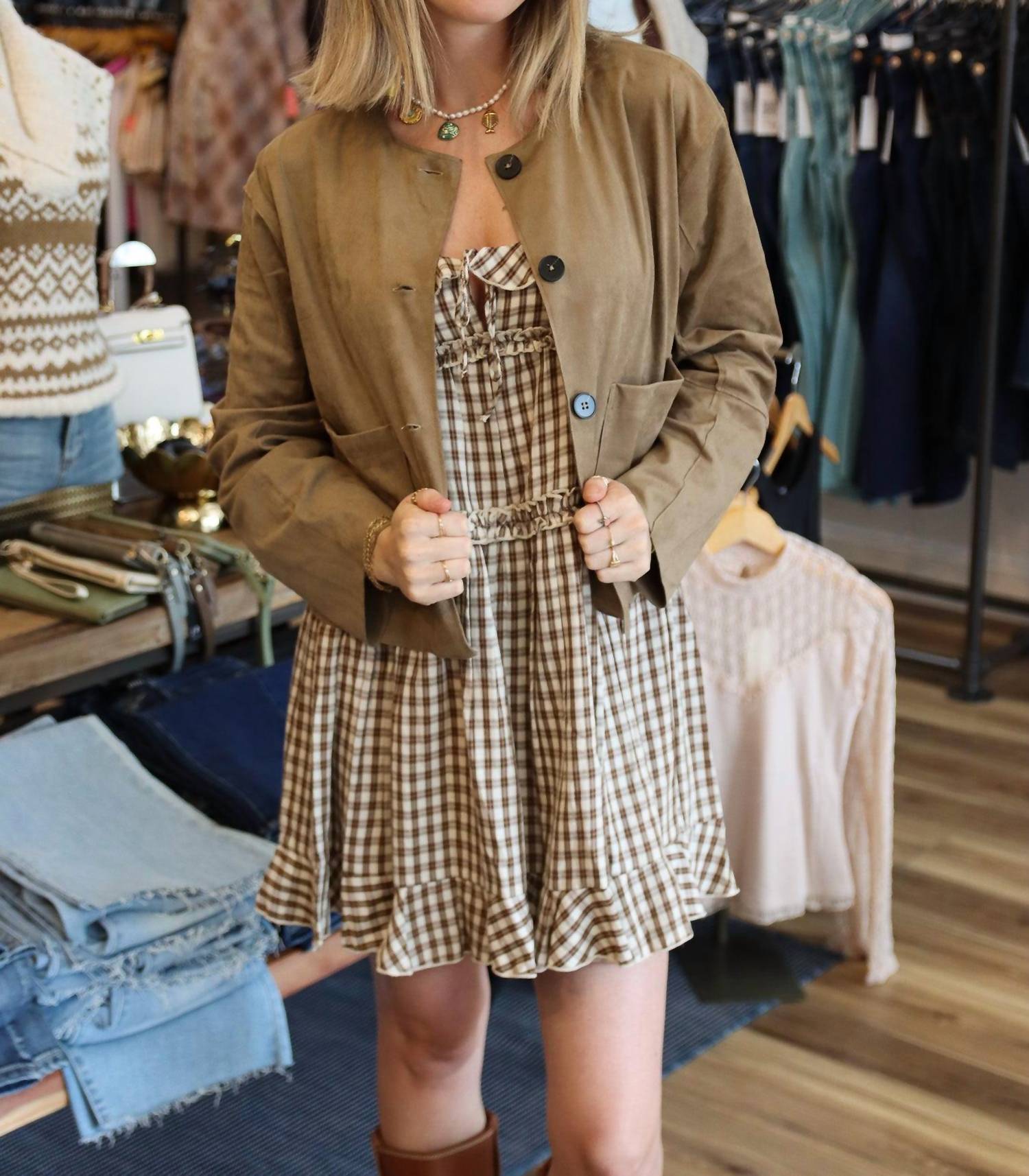 Miou Muse - Button Front Suede Jacket