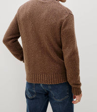 Rails Corden Knitted Cardigan in chestnut speckle - men's sweater - detail view