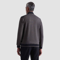 Bugatchi Uomo Diagonal Stripe Melange Quarter Zip Sweater in taupe - men's sweater - alternate view