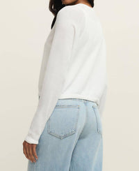 Z Supply Perfect Layer Cardigan in white - women's cardigan - detail view