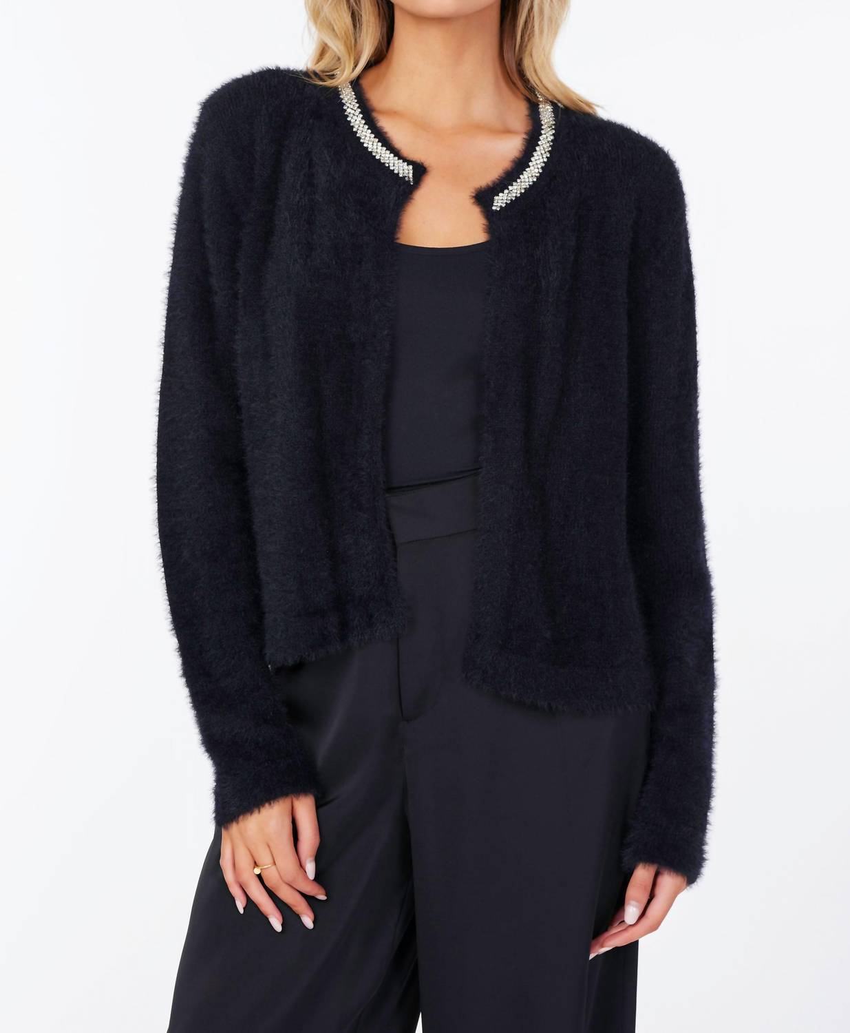 Bishop + Young - Sofia Cardigan With Rhinestone Collar