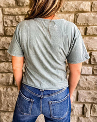BUCKETLIST Midwest Cropped Tee in sage - women's t-shirt - detail view