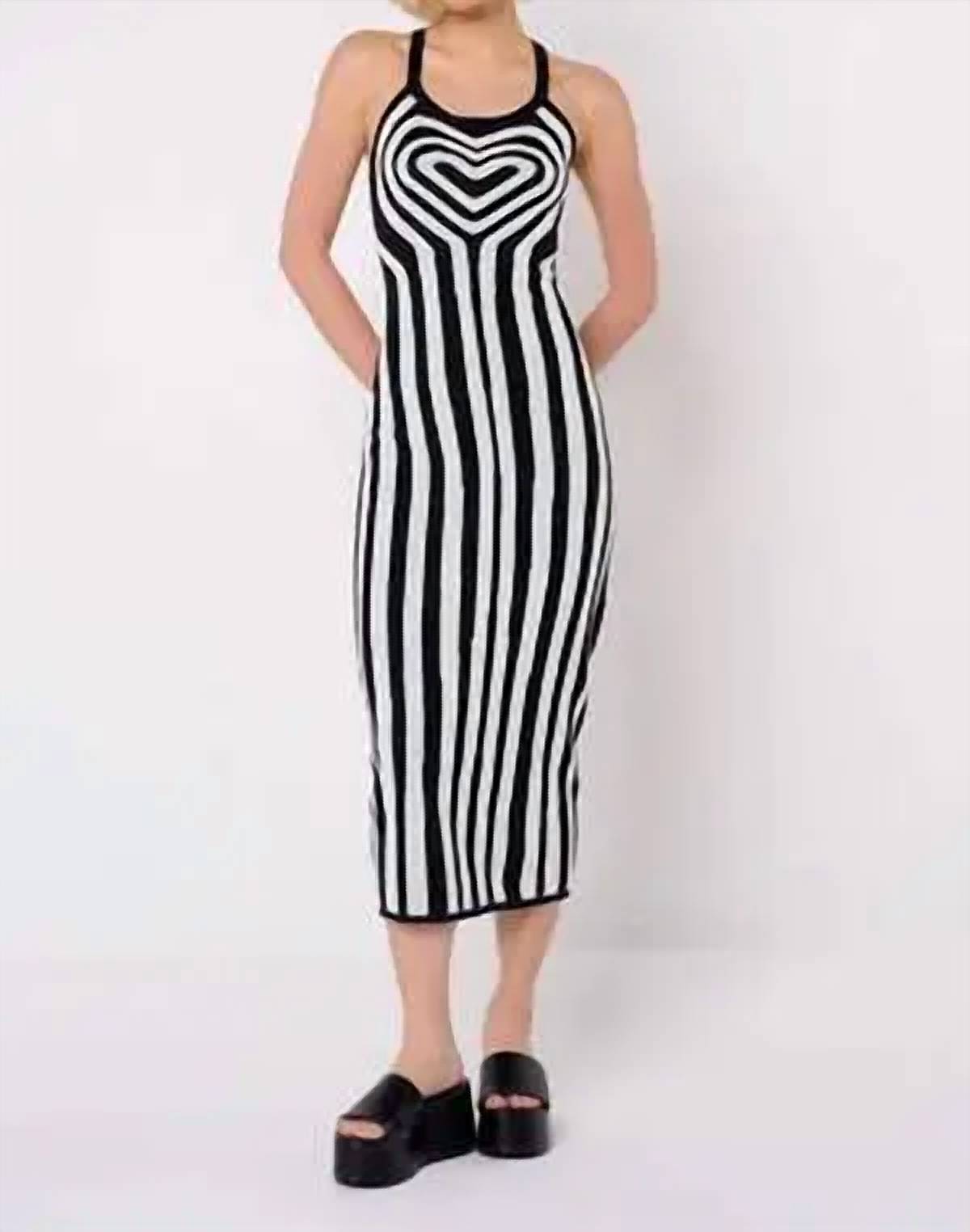 ANOTHER GIRL Heart Knit Midi Dress in black - women's dress