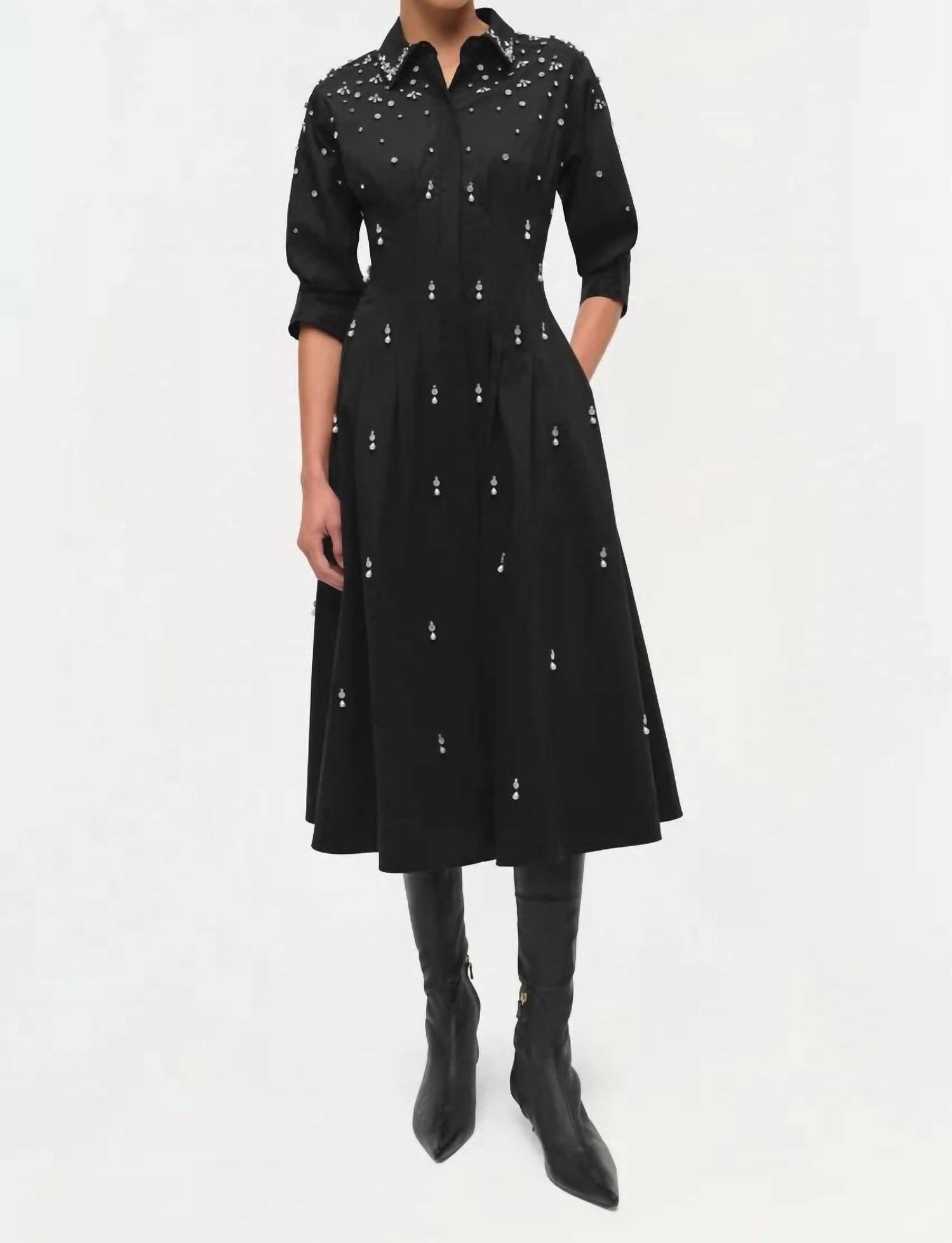 SIMKHAI Jazz Embellished Midi Dress in black - women's dress - view 5