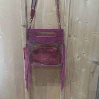 Montana West Women's Western Stadium Clear Crossbody Bag With Detachable Pouch in hot pink - women's bag - detail view