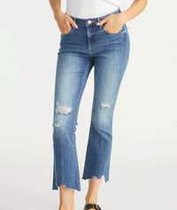 DRIFTWOOD Roxy Raw Edge Crop Jeans in cairo - women's jeans - detail view