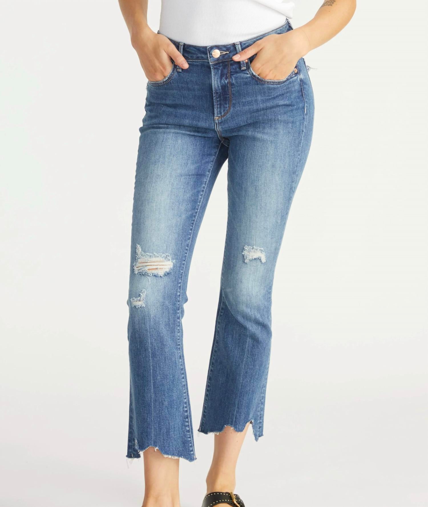 DRIFTWOOD Roxy Raw Edge Crop Jeans in cairo - women's jeans - detail view