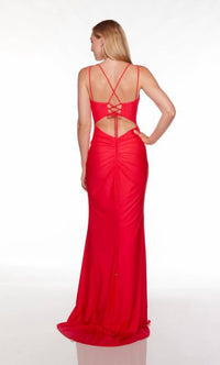 Alyce Paris - Strappy Back Plunging Neck Dress