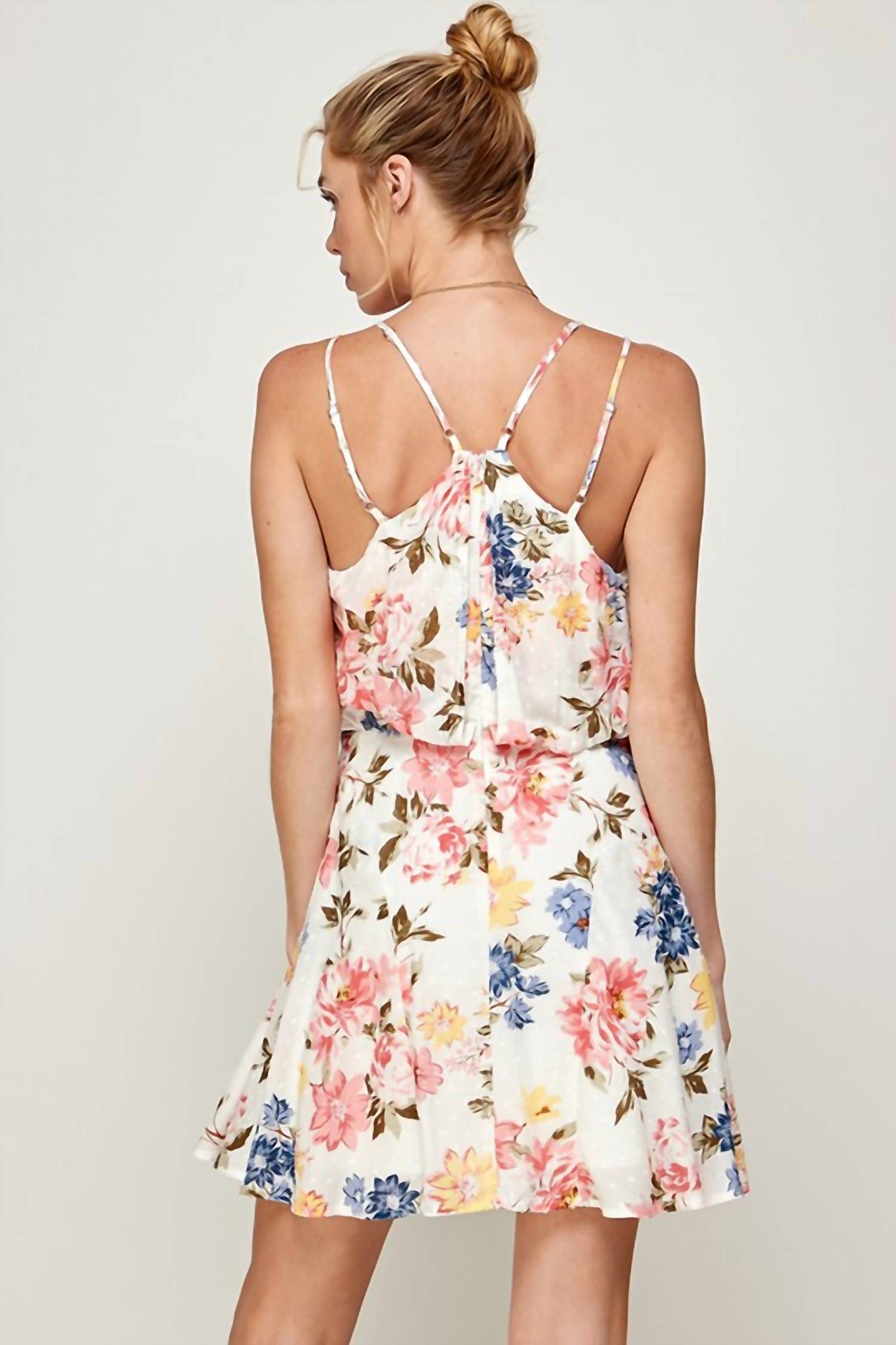 ark & co. Sleeveless Floral Mini Skater Dress in mult color - women's dress - detail view
