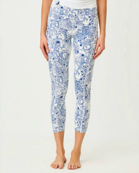 Lilly Pulitzer WEEKENDER HIGH RISE MIDI LEGGING in starlight navy zoology - women's pants - detail view