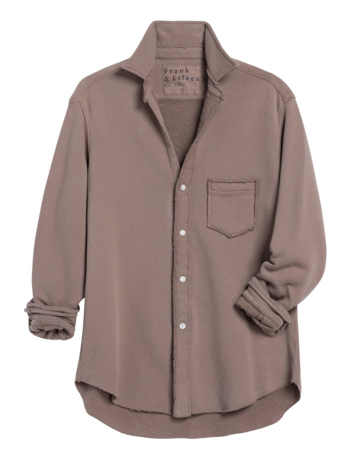 Frank & Eileen Eileen Tripple Fleece Relaxed Button Up Shirt in brulee - women's shirt - alternate view