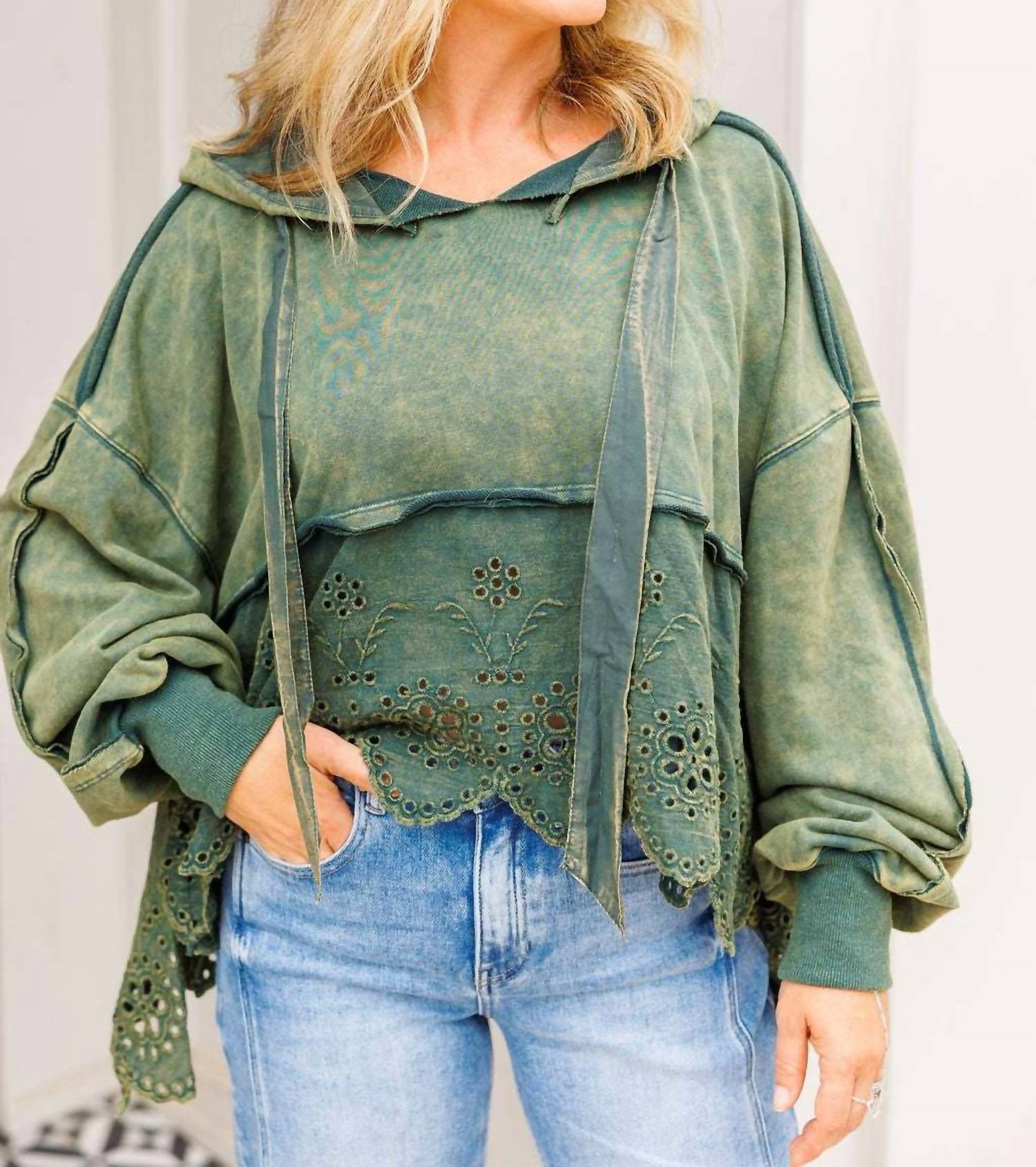 Oli & Hali - Washed Terry Eyelet Sweatshirt