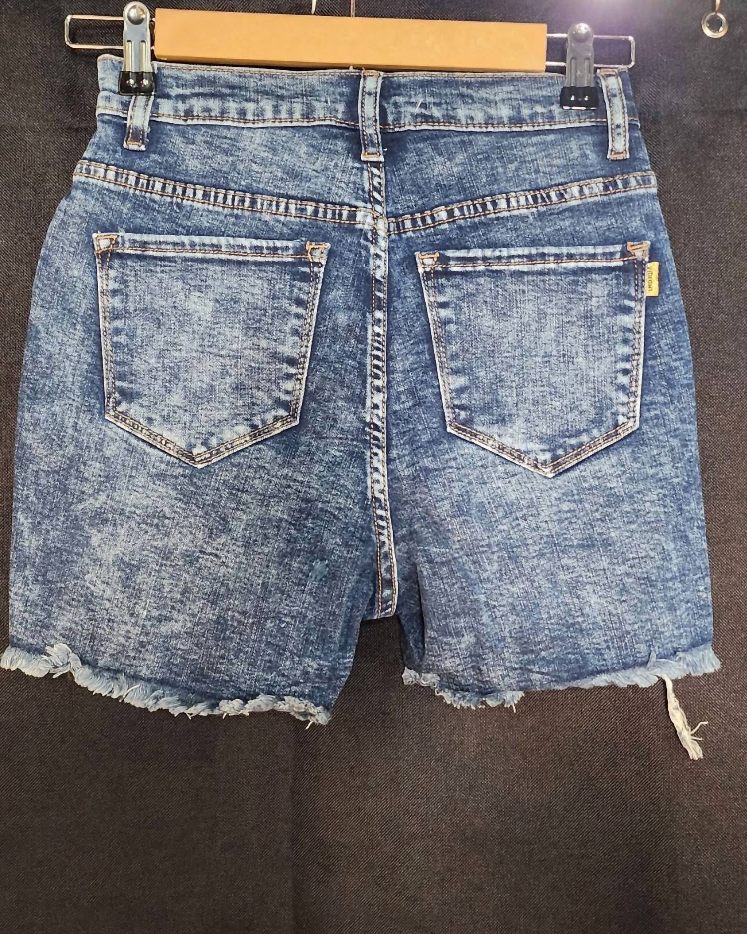 Vibrant M.I.U - Distressed Denim Shorts