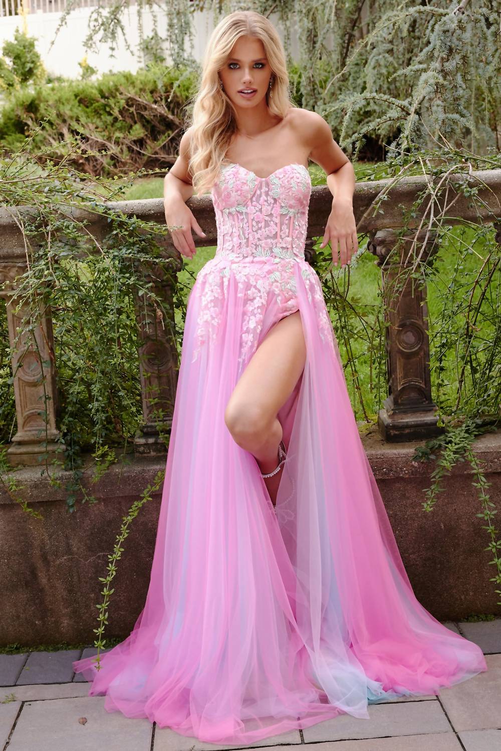 Jovani - Strapless Embellished A Line Gown