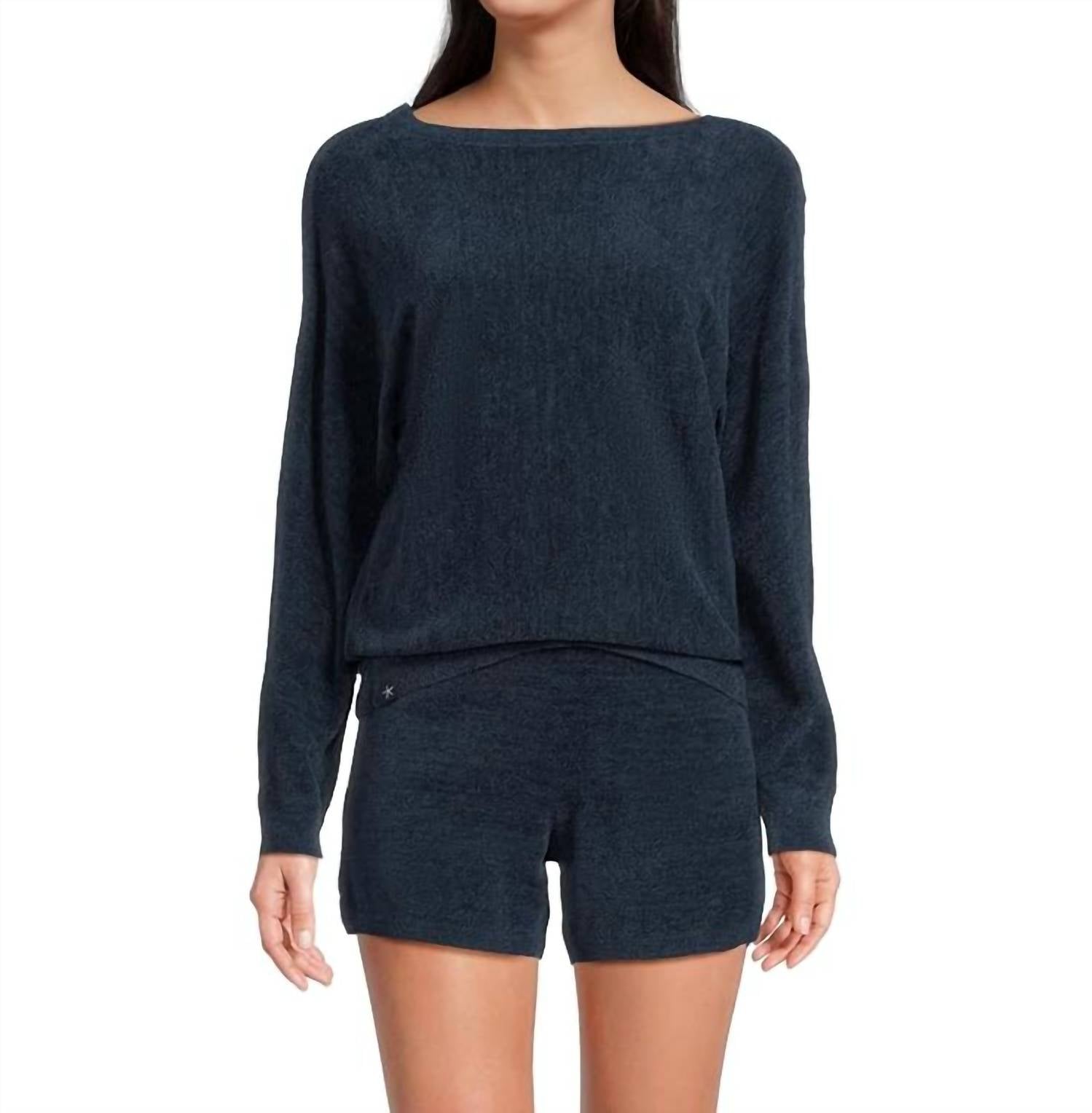 BAREFOOT DREAMS Boatneck Pullover And Short Set in marine - women's sleepwear