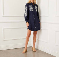 Karen Kane - Embroidered Puff Sleeve Shirtdress