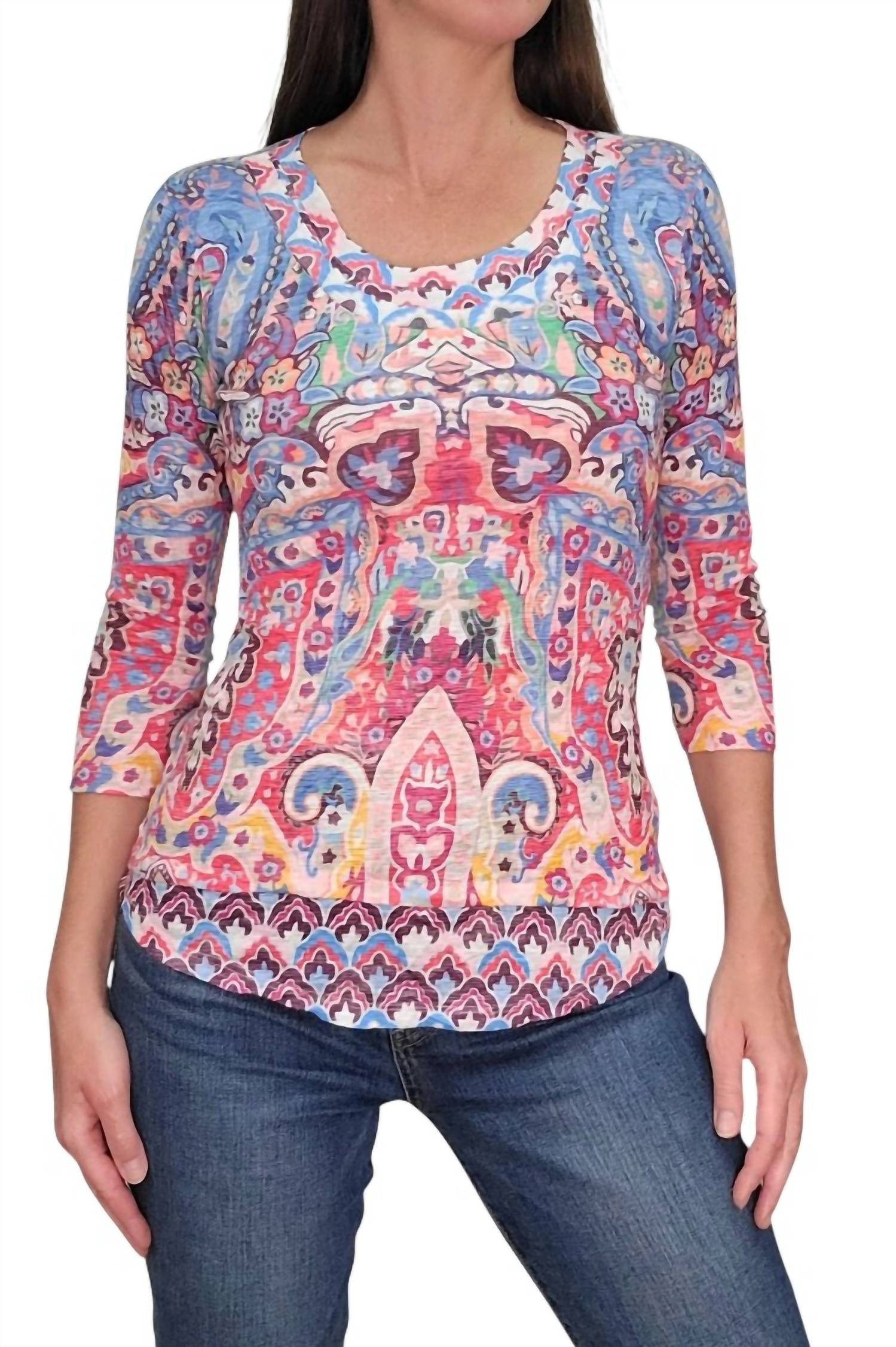 David Cline - Deco Layered Quarter Sleeve Top