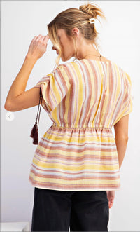 Easel - Oasis Ruched Shoulder Tunic Top