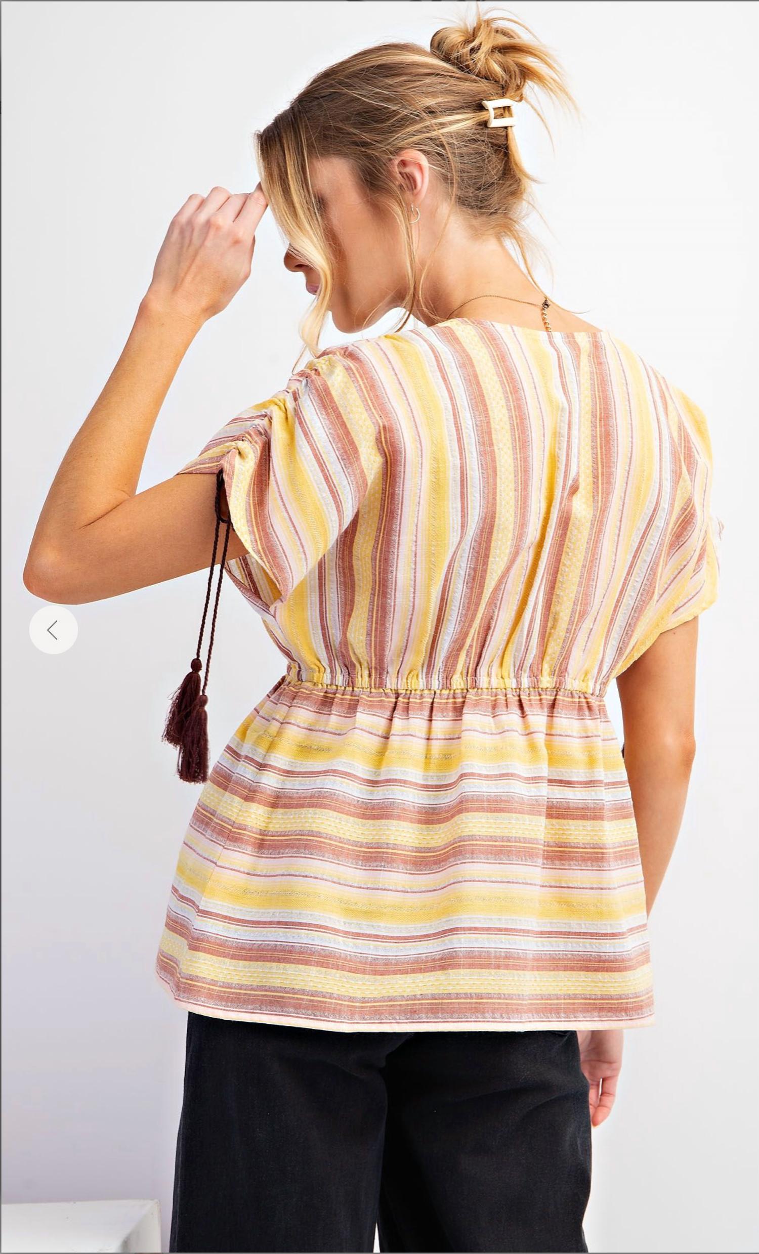 Easel - Oasis Ruched Shoulder Tunic Top
