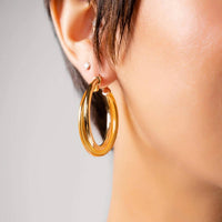 Gold & Honey - Women's Crossover Lucite Hoop Earrings
