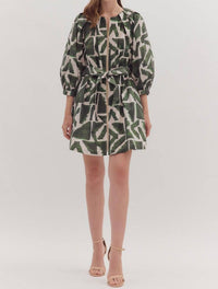 Entro - Zipper Detailed Geometric Mini Dress