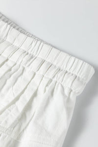 66Disco - Elastic Waist Button Pleated Detail Wide Leg Pants