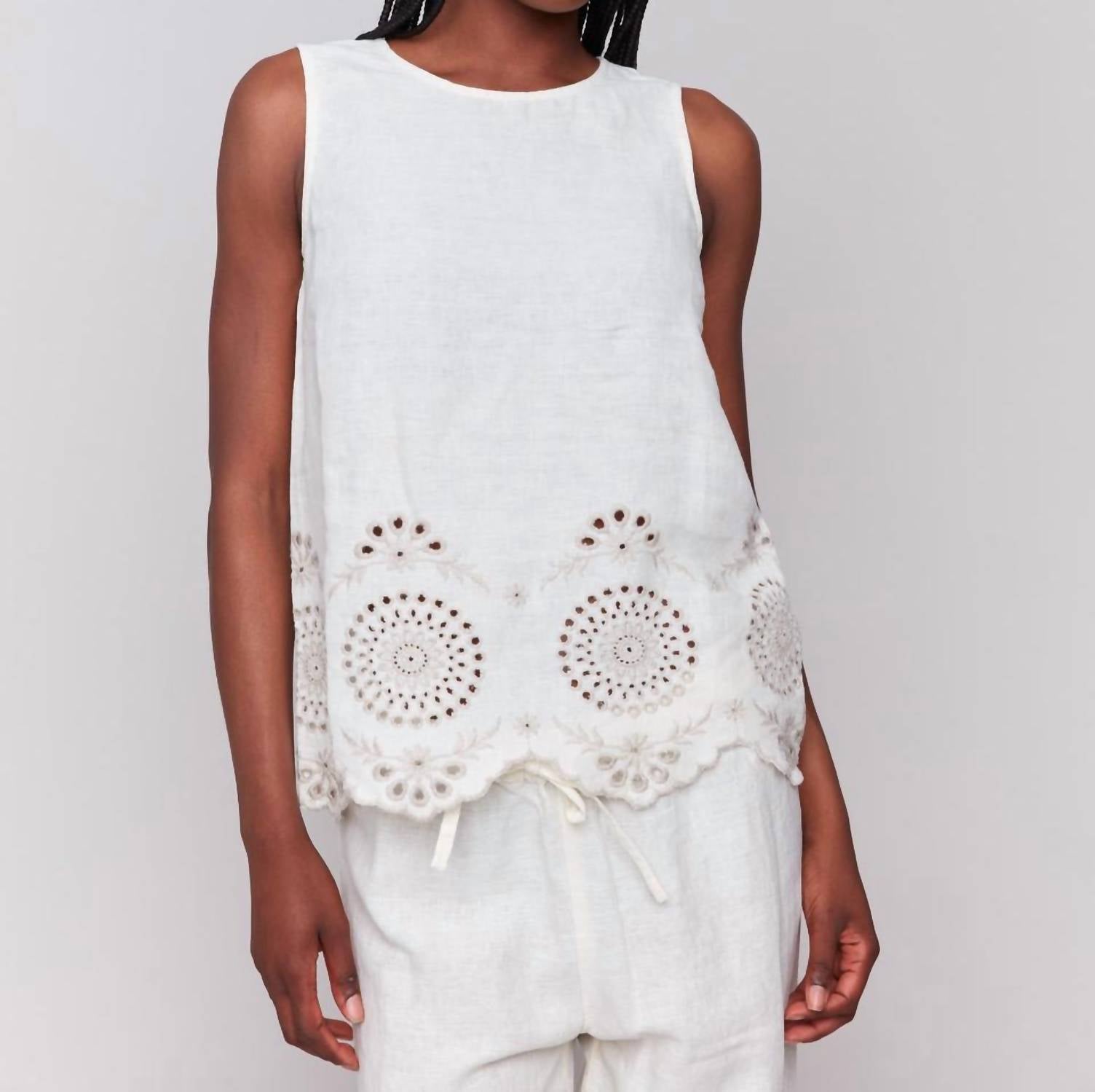 Charlie B - Embroidered Sleeveless Top