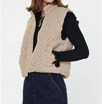 current air Cropped Quilting Vest in taupe - women's jacket - detail view