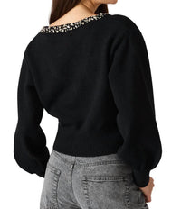 STEVE MADDEN Crystal Embellished Sweater in black - women's sweater - detail view
