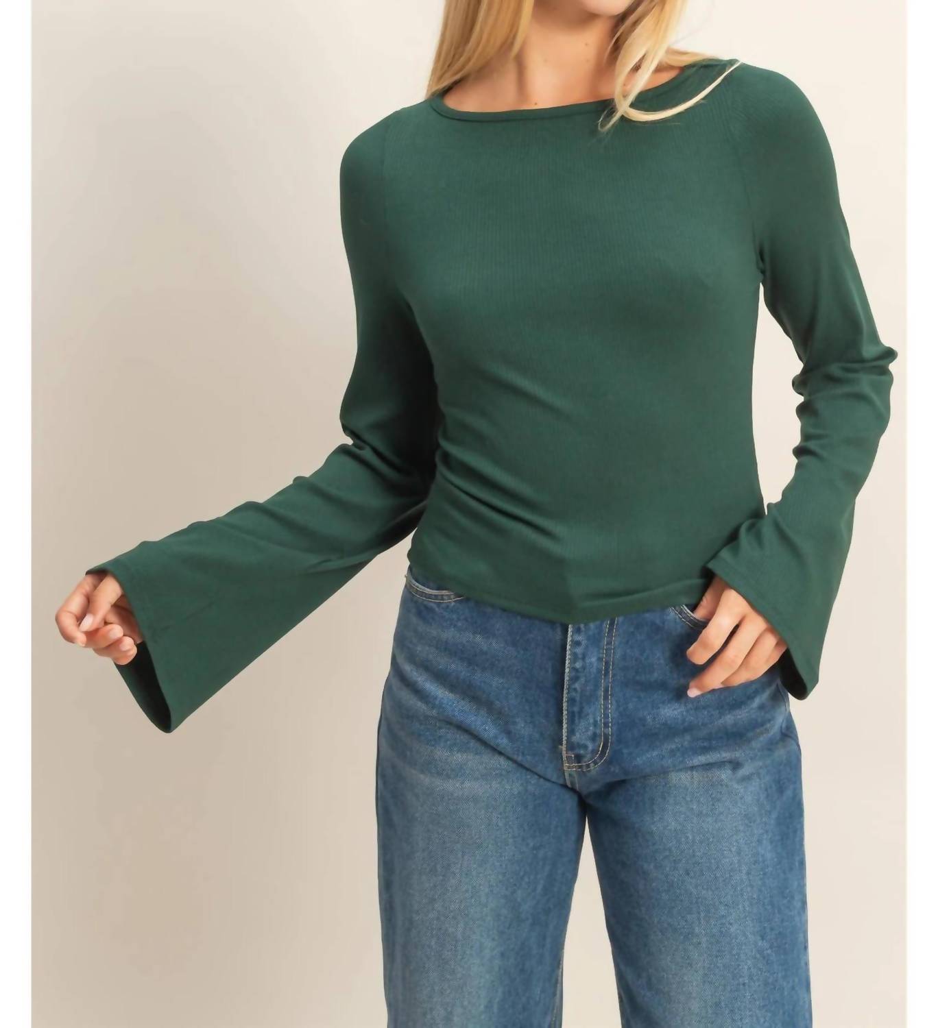 Hyfve - Everly Long Bell Sleeve Ribbed Knit Top