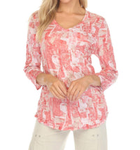 Carine - 3/4 Length Sleeves V-neck Top