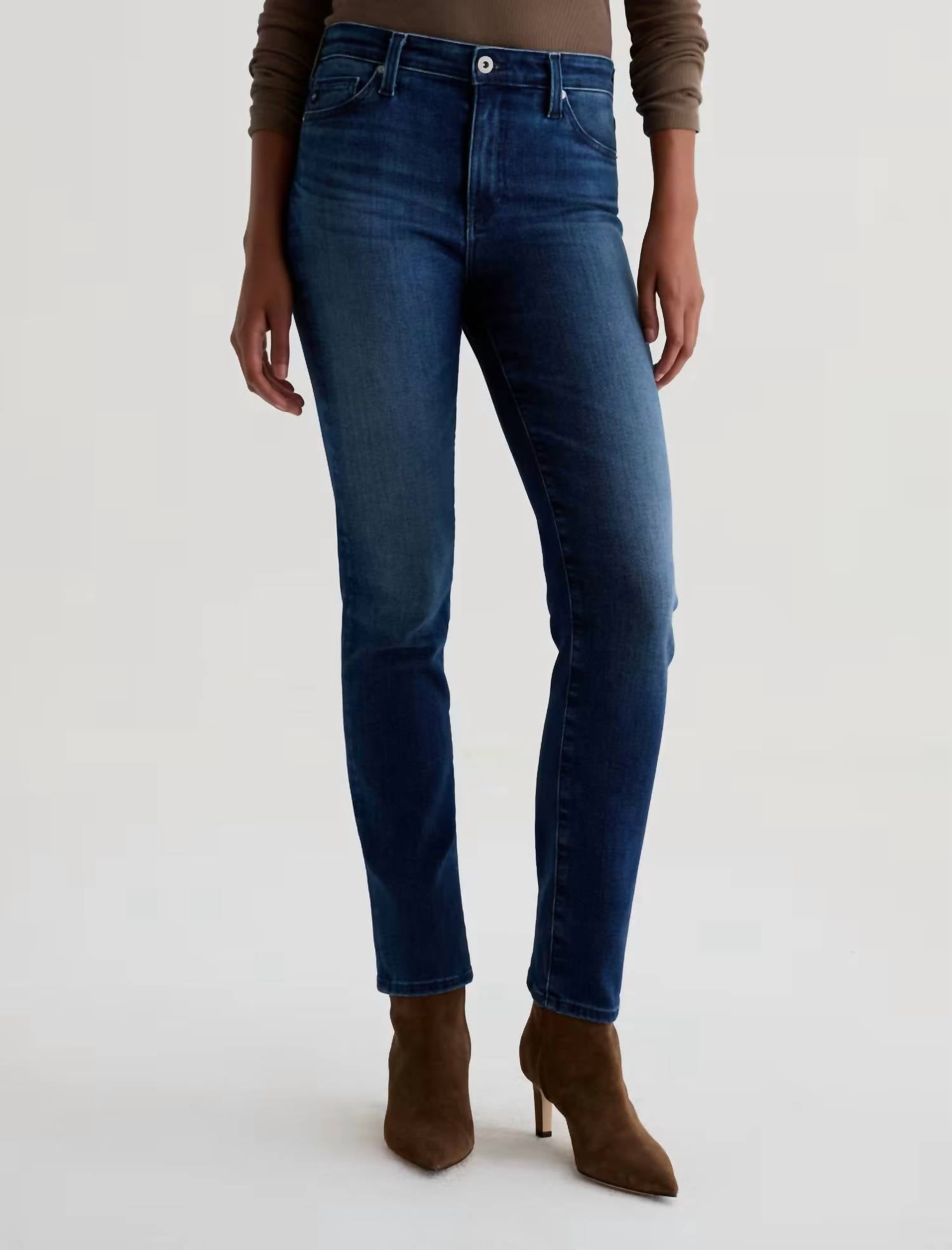 AG Jeans Mari Mid Rise Slim Straight Jeans in epilogue - women's jeans