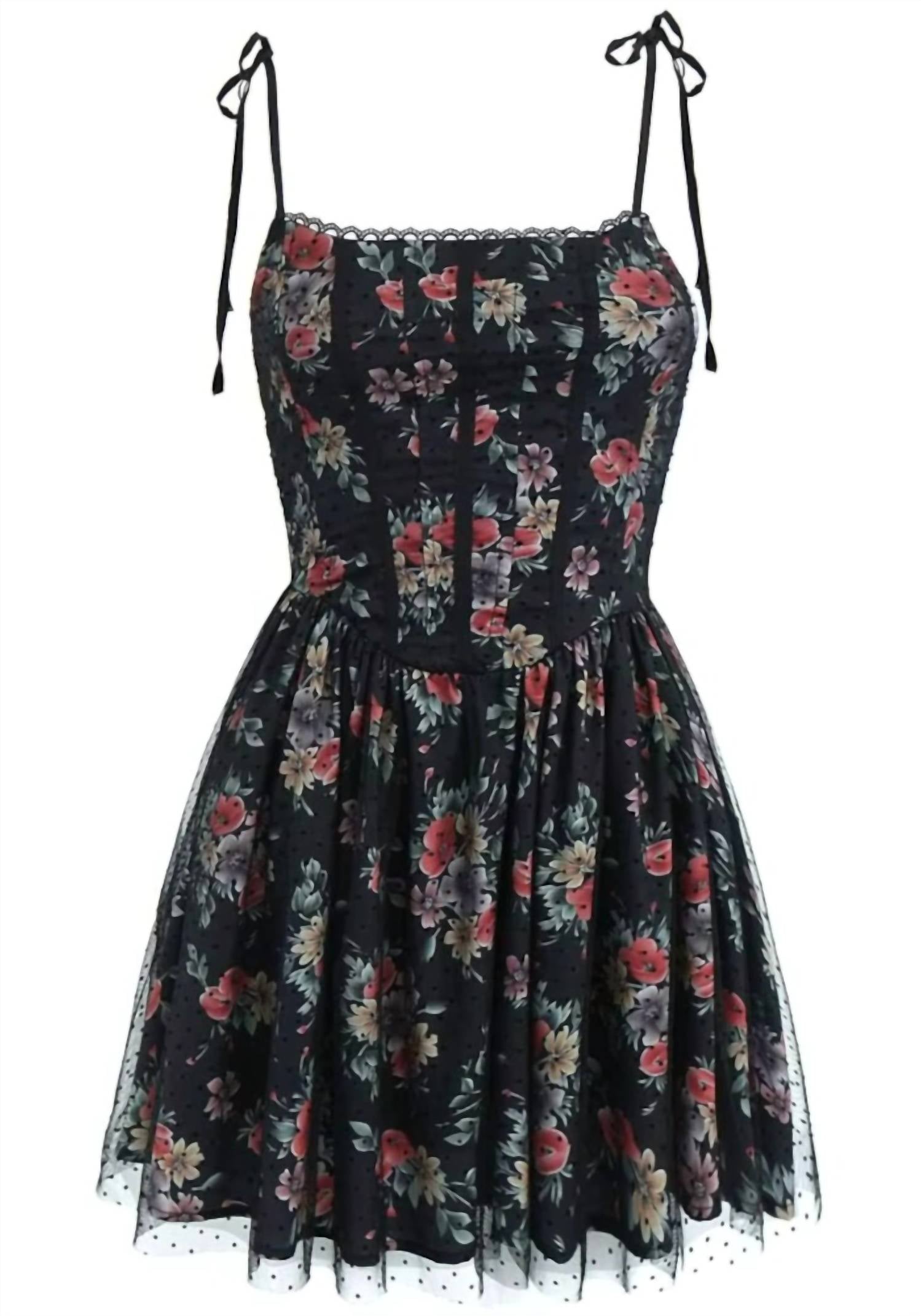 Sun Imperial - Women's Floral Print Corset Style Mini Dress