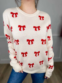 Ampersand Ave - Standing Out Bow Knit Long Sleeve Sweater Top
