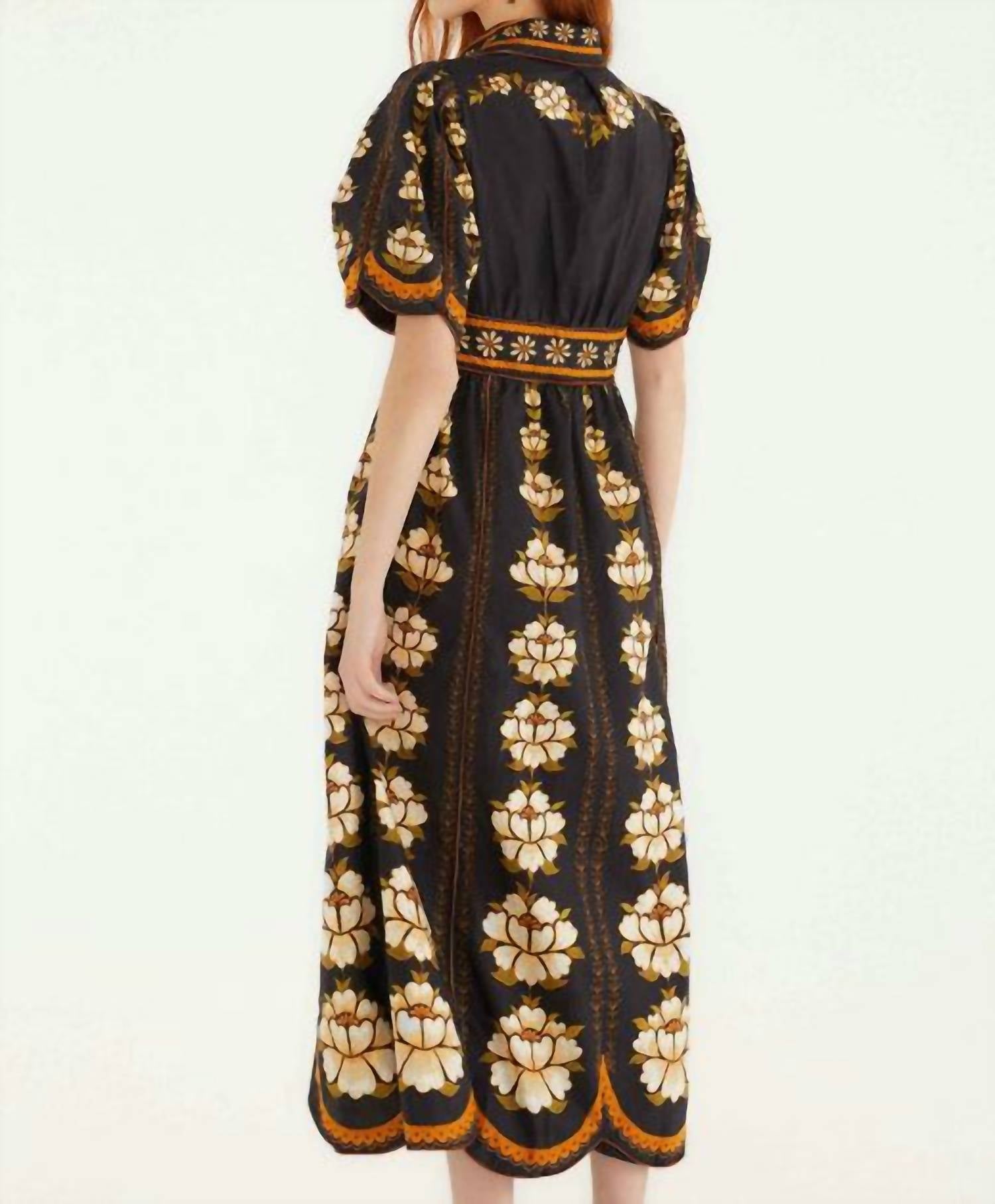 Farm Rio - Embroidered Flowers Midi Dress