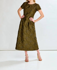 SARA CAMPBELL Barbara Tea Midi Dress in olive - women's dress - alternate view