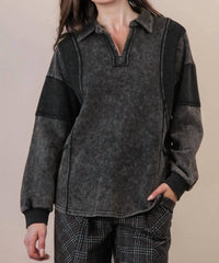 Very J - Mineral Washed Oversized French Terry Knit Top