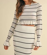 Mable - Stripe Ruffle Skirt Set