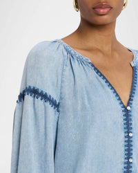 Rails Toshi Long Sleeve Blouse in medium cloud wash - women's blouse - view 4
