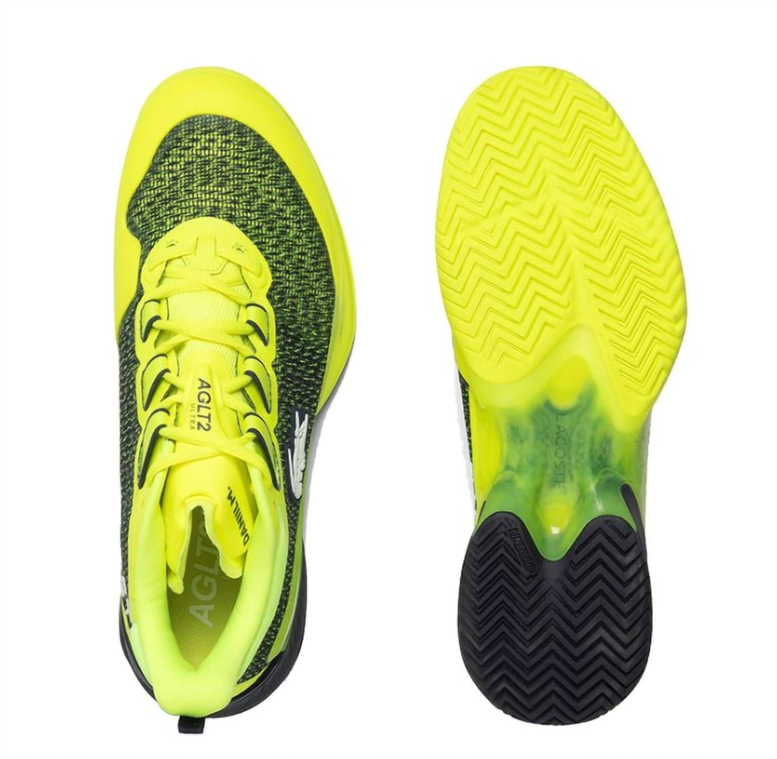 LACOSTE Men's Ag-lt23 Ultra Shoe in yellow navy - men's sneaker - detail view
